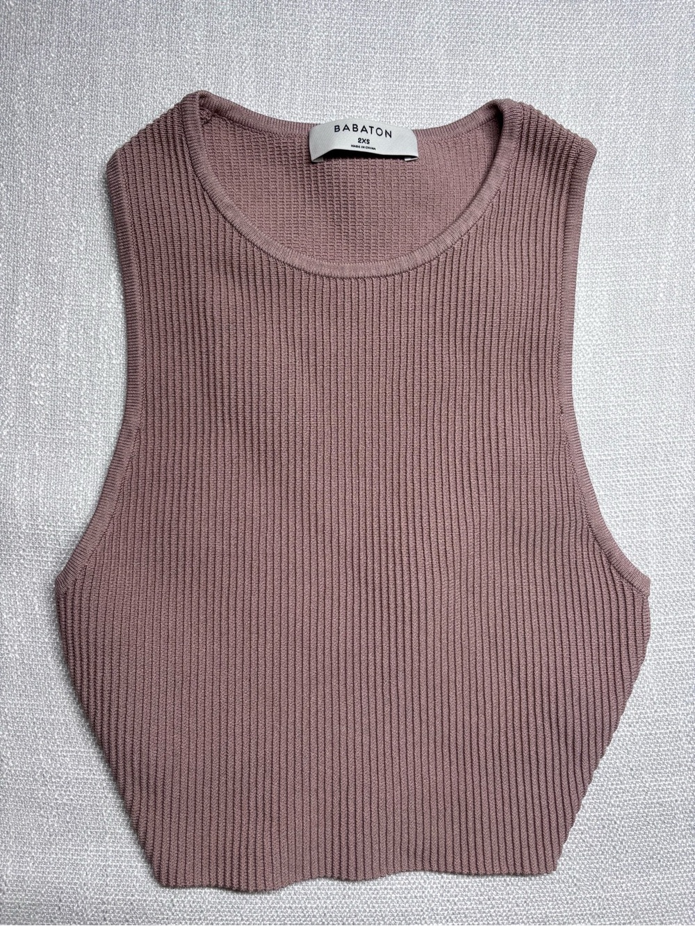Babaton Aritzia Ribbed Knit High Neck Sleeveless Cropped Tank Top